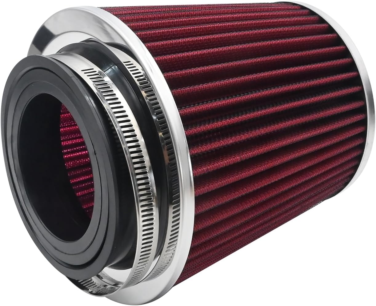 Anxingo Universal Clamp-On Air Filter for 3/3.5/4 inch Washable Reusable Clamp-On Air Intake Filter (H 5.5 In, L 1.125 In)